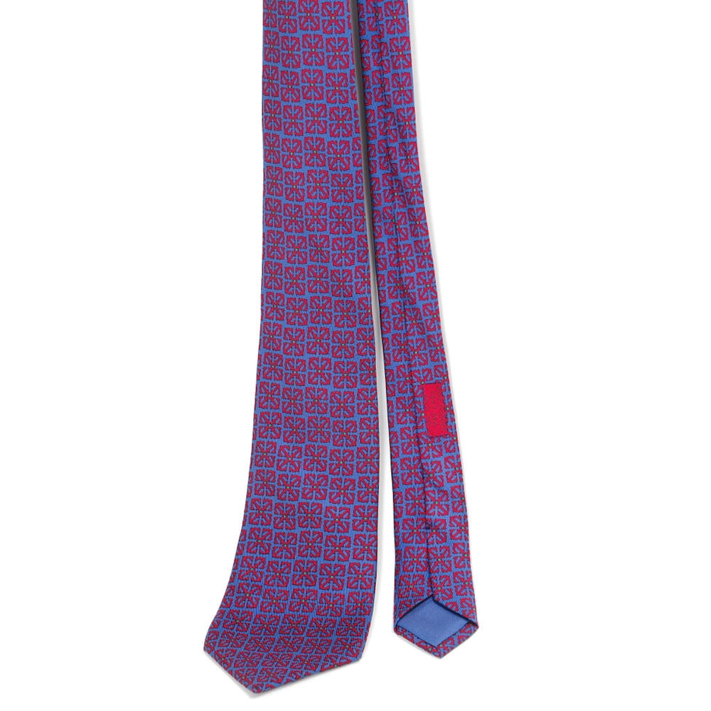 Hermes Tie Blue Silk Twill Chain Link Pattern Geometric Made in France - Picture 11 of 16